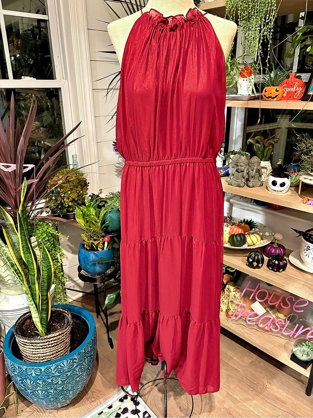 Simply Vera Wang Maxi Dress in Red Size Large Like New